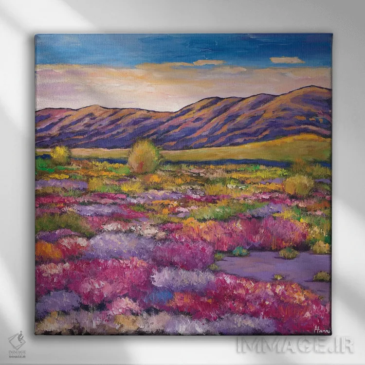 تابلو دکوراتیو شکوفه های صحرایی اثر جاناتان هریس - نمای روبهرو روی دیوار