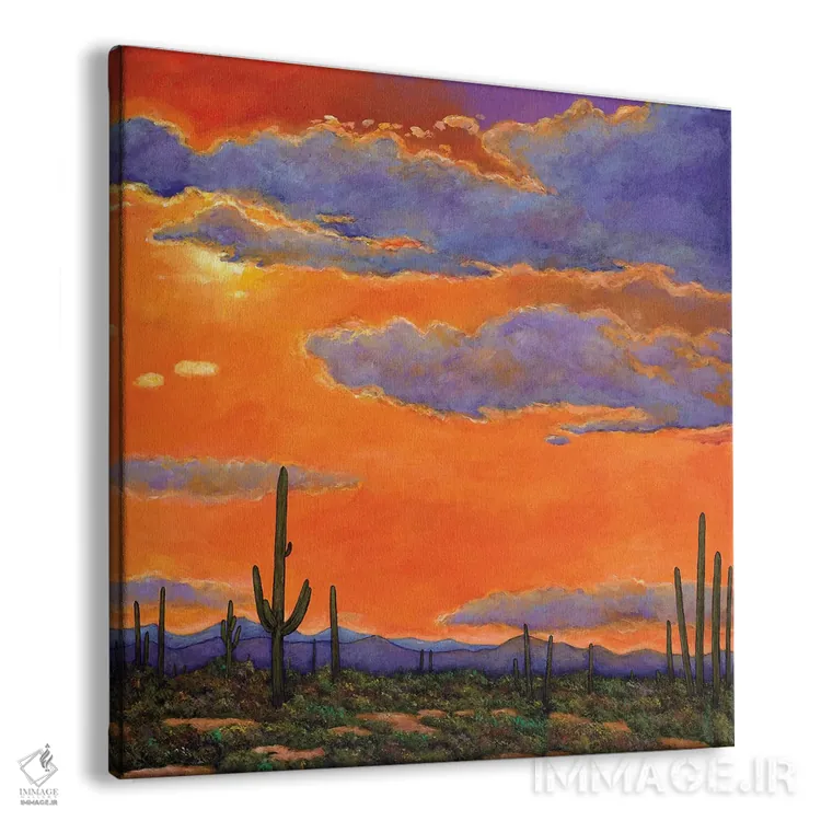 تابلو دکوراتیو غروب کاکتوس ساگوارو اثر جاناتان هریس - نمای پرسپکتیو محصول
