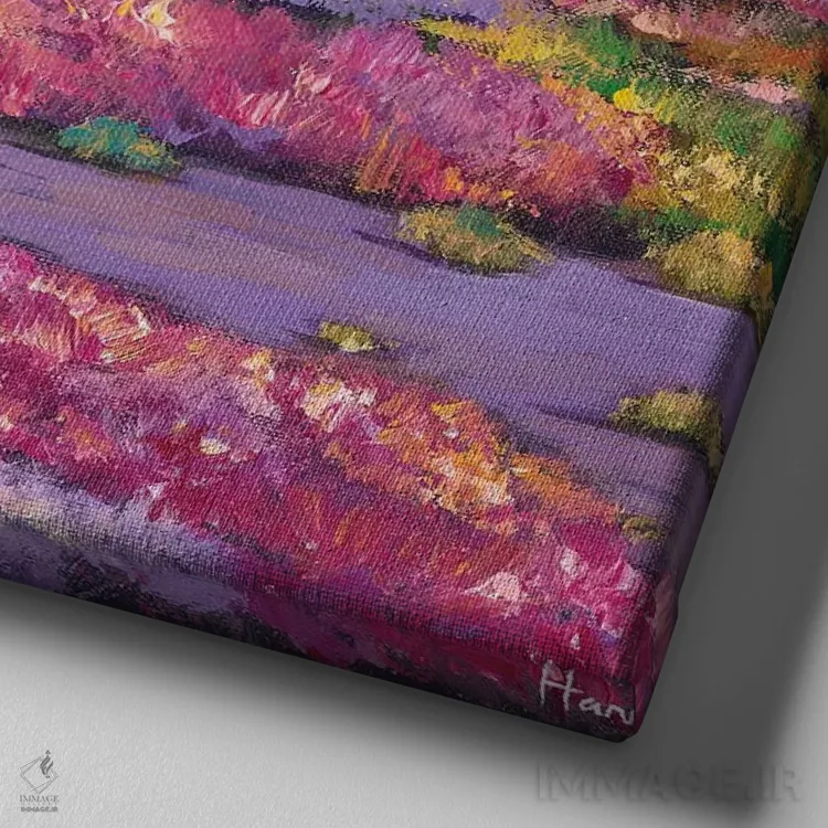 تابلو دکوراتیو شکوفه های صحرایی اثر جاناتان هریس - نمای نزدیک بافت بوم