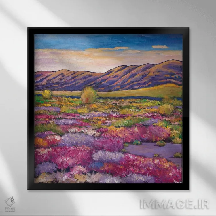 تابلو دکوراتیو شکوفه های صحرایی اثر جاناتان هریس - نمای قابدار مشکی