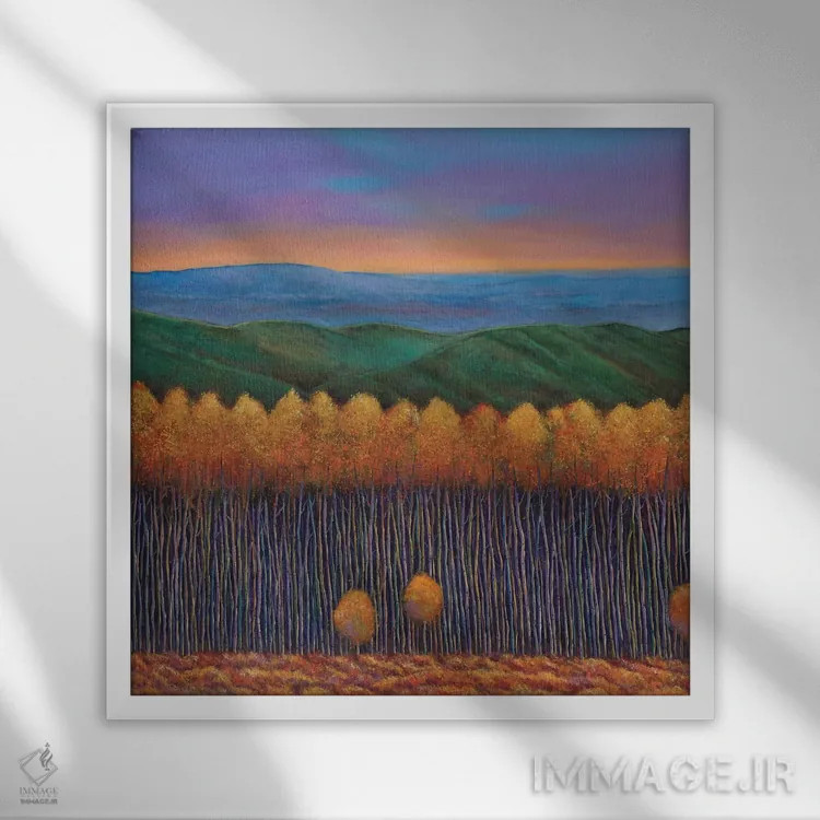 تابلو دکوراتیو دیدگاه درختان آسپن اثر جاناتان هریس - نمای قابدار سفید