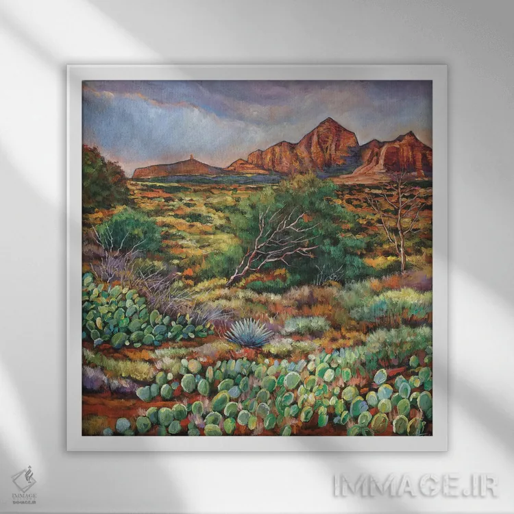 تابلو دکوراتیو احاطه شده توسط سدونا اثر جاناتان هریس - نمای قابدار سفید