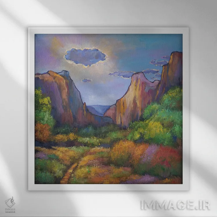 تابلو دکوراتیو رویاهای زایان اثر جاناتان هریس - نمای قابدار سفید