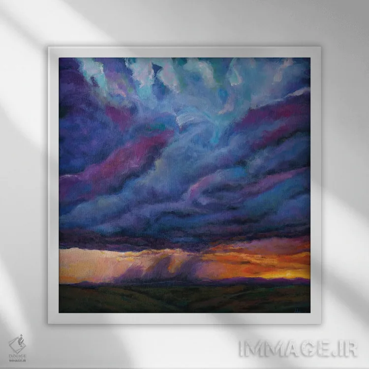 تابلو دکوراتیو باران بیابان اثر جاناتان هریس - نمای قابدار سفید