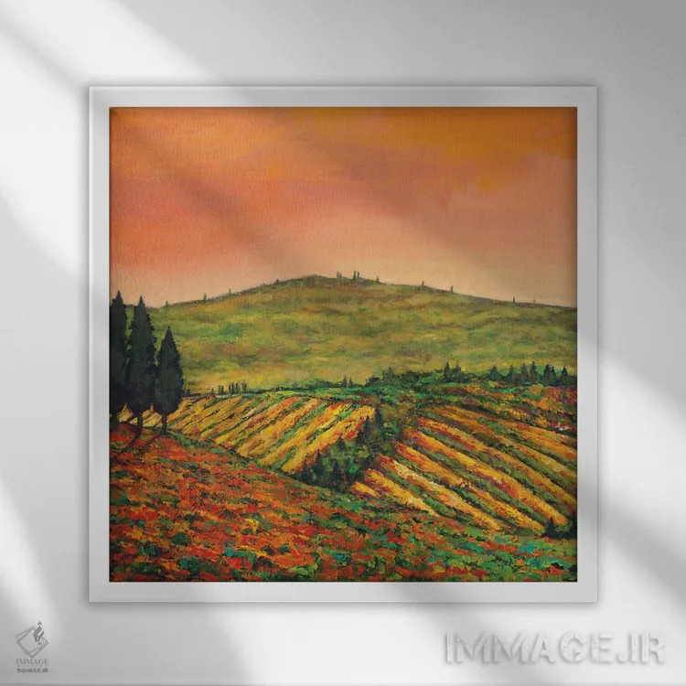 تابلو دکوراتیو صبح توسکانی اثر جاناتان هریس - نمای قابدار سفید