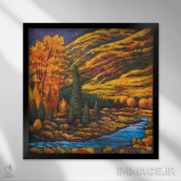 تابلو دکوراتیو رود جاری است اثر جاناتان هریس - نمای قابدار مشکی