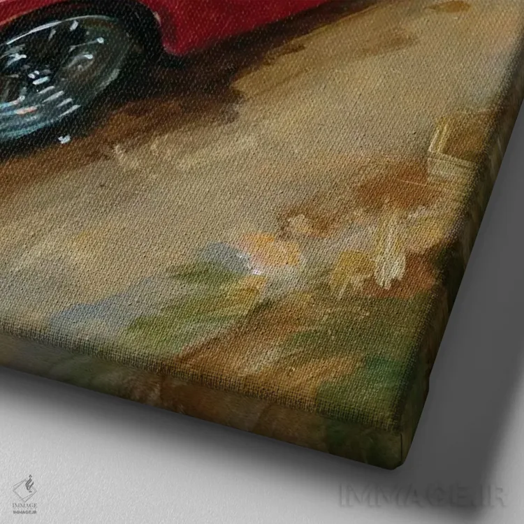 تابلو مدرن گم شده در فرانسه اثر جان هاسکینز - نمای نزدیک بافت بوم