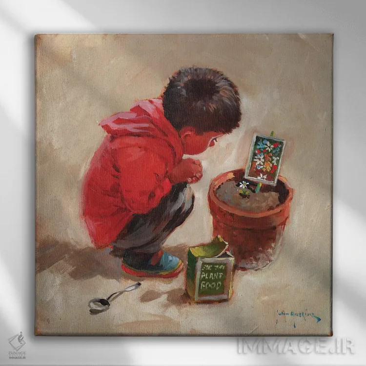 تابلو دکوراتیو باغبان صبور اثر جان هاسکینز - نمای روبهرو روی دیوار