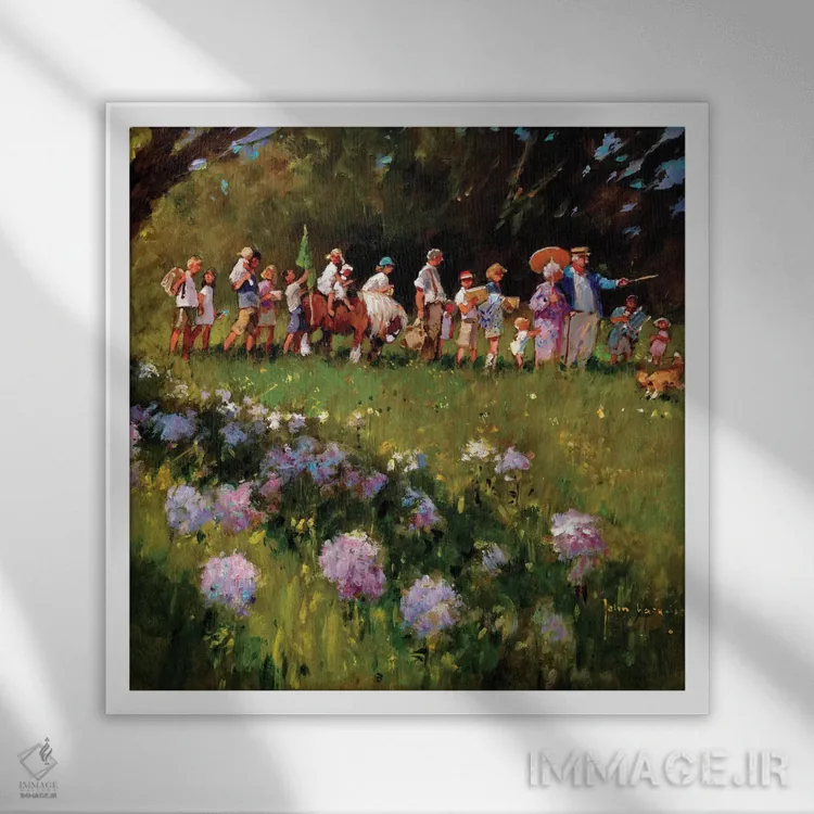تابلو دکوراتیو روز پیک نیک ما اثر جان هاسکینز - نمای قابدار سفید