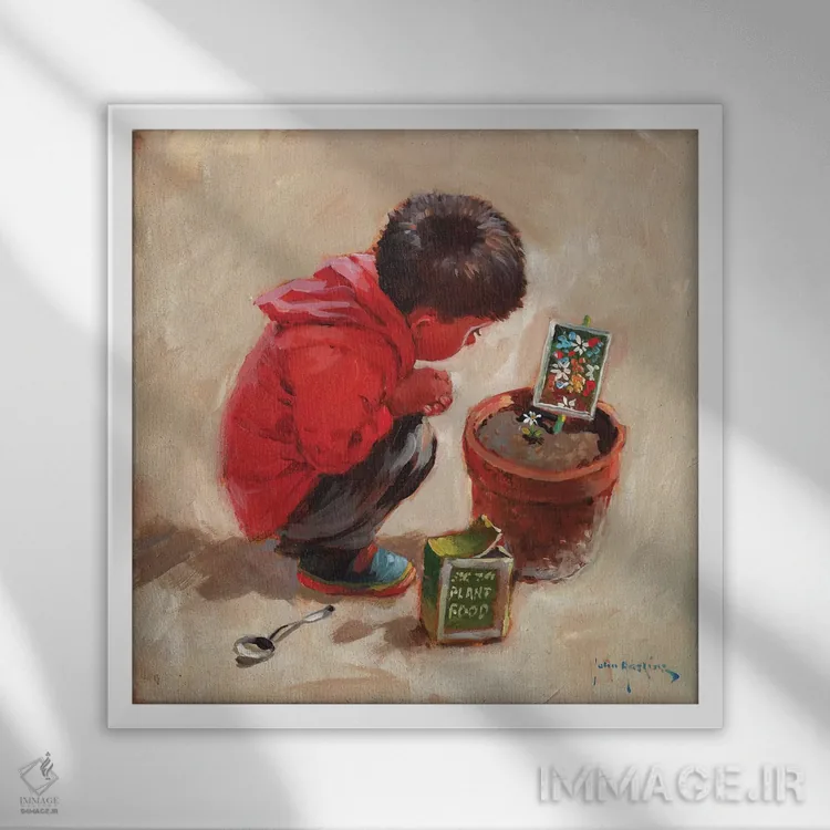 تابلو دکوراتیو باغبان صبور اثر جان هاسکینز - نمای قابدار سفید