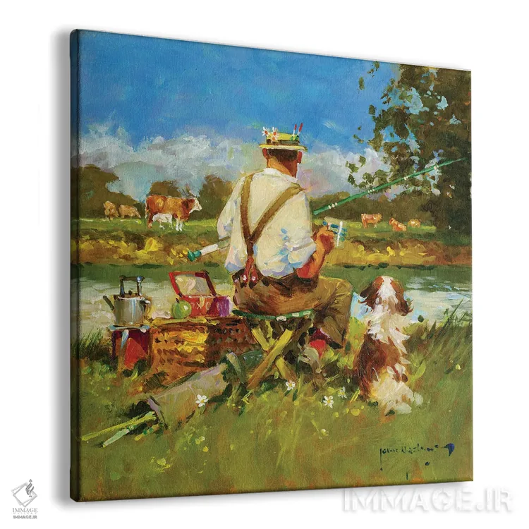 تابلو دکوراتیو استراحت چای بر روی رودخانه ایول اثر جان هاسکینز - نمای پرسپکتیو محصول