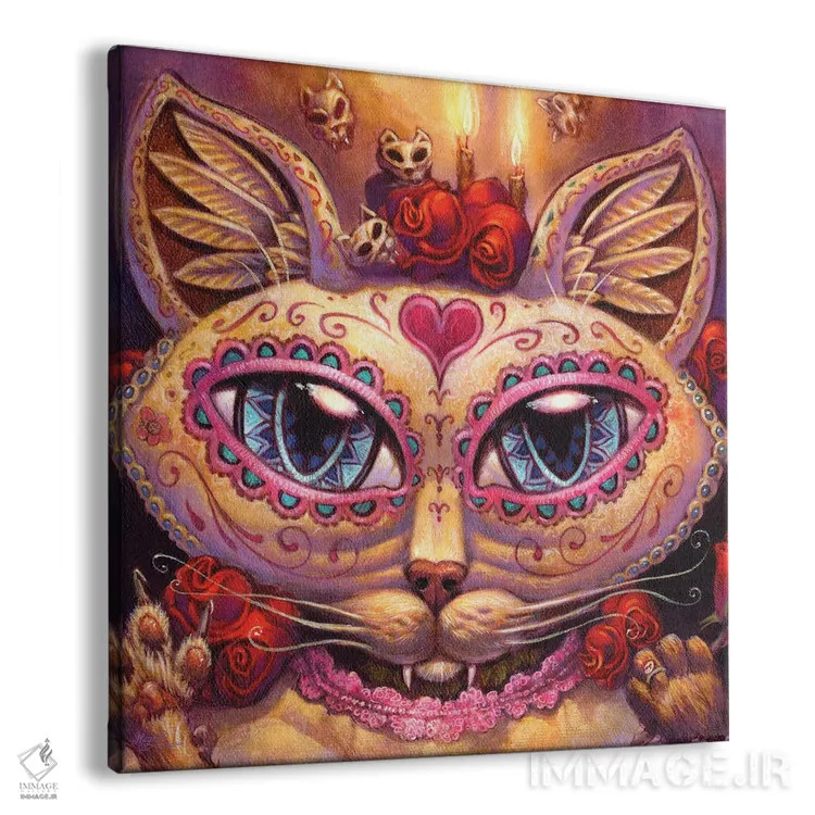 تابلو دکوراتیو گربه روز مردگان اثر جف هینی - نمای پرسپکتیو محصول