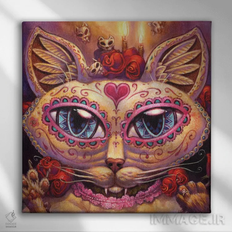 تابلو دکوراتیو گربه روز مردگان اثر جف هینی - نمای روبهرو روی دیوار