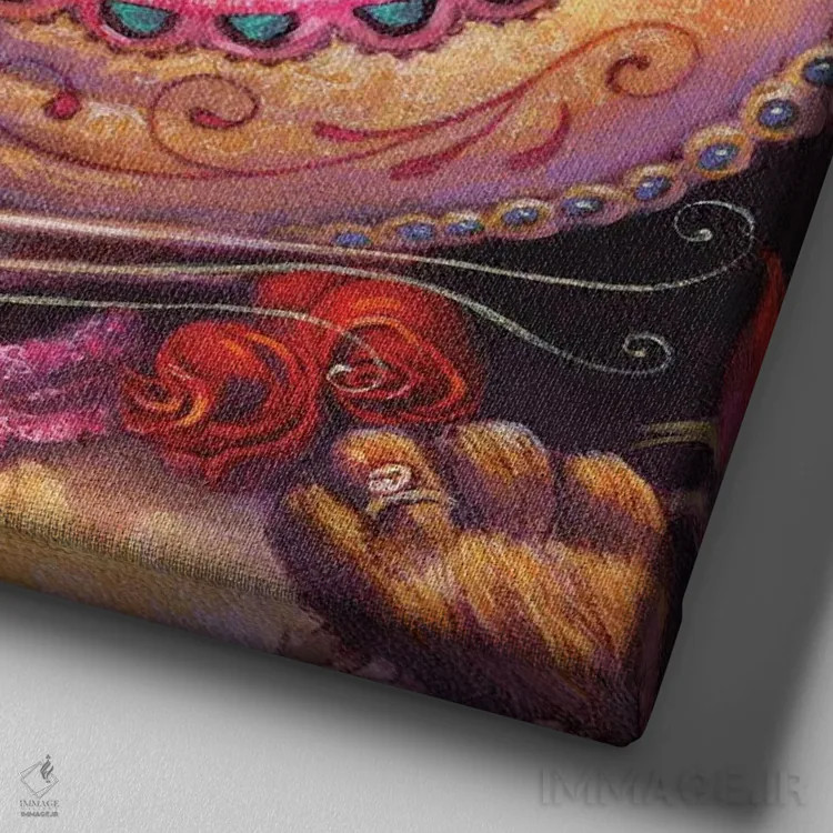 تابلو دکوراتیو گربه روز مردگان اثر جف هینی - نمای نزدیک بافت بوم