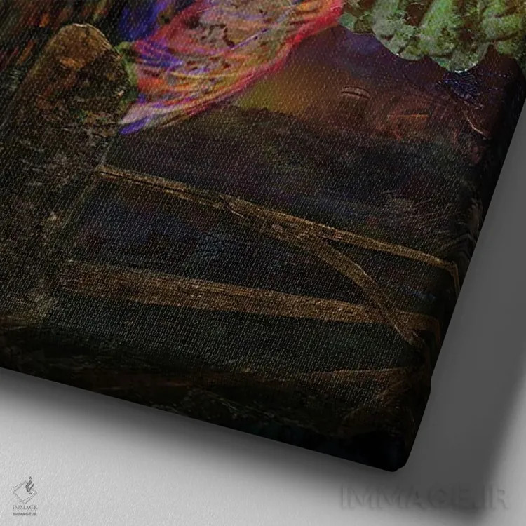 تابلو دکوراتیو جغد اثر جامبی - نمای نزدیک بافت بوم