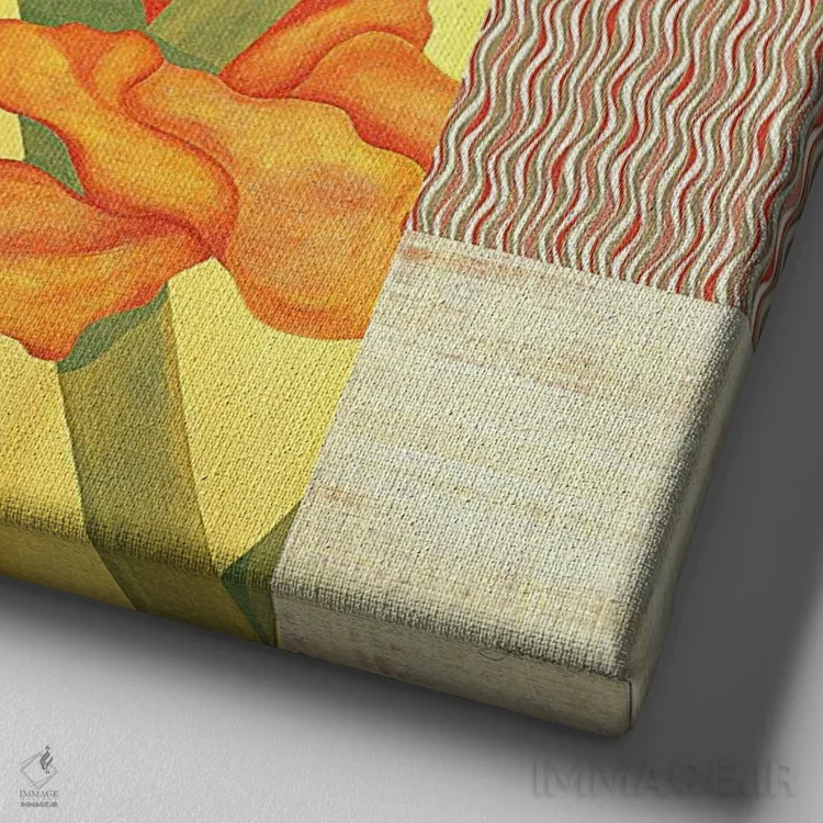 تابلو دکوراتیو باران طلایی و گل I اثر جولیان جانسون - نمای نزدیک بافت بوم