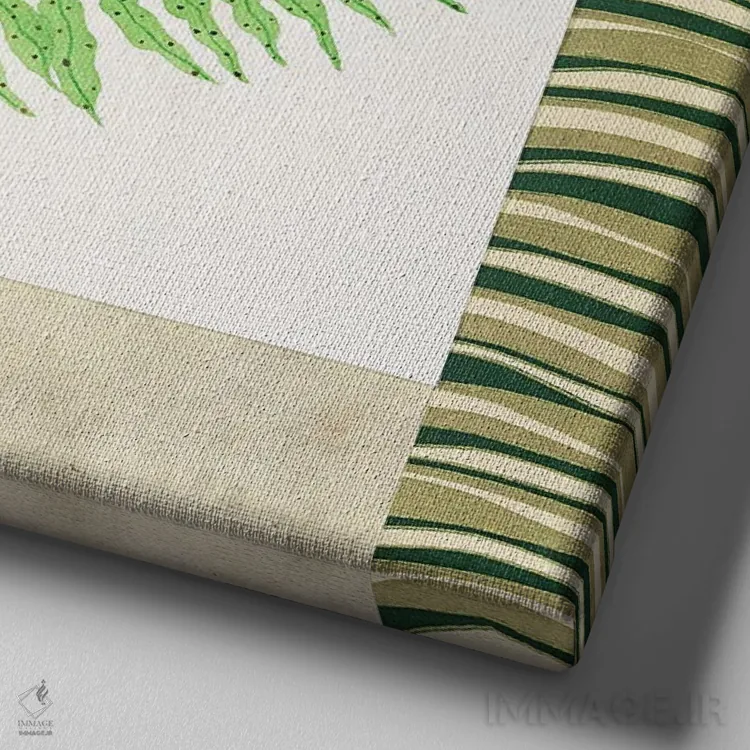 تابلو دکوراتیو پنل کلاژ با سرخس II اثر جولیان جانسون - نمای نزدیک بافت بوم