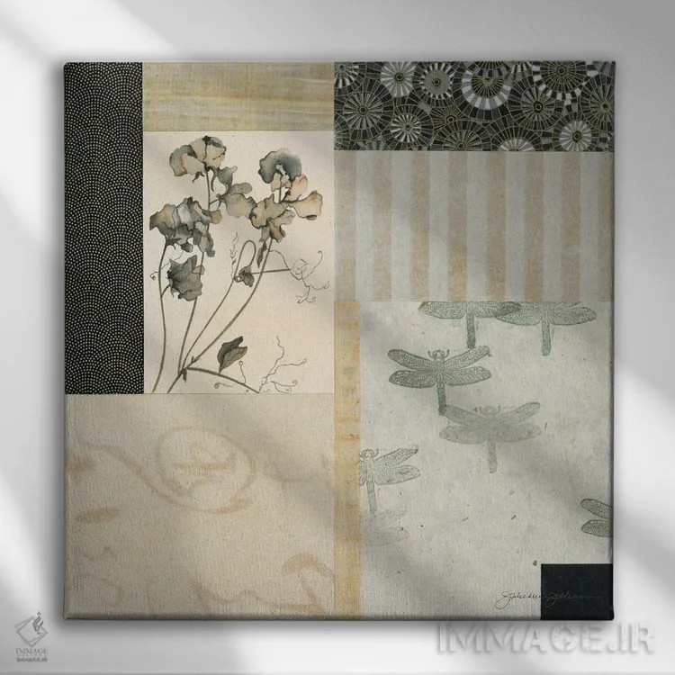 تابلو دکوراتیو کلاژ با نخود شیرین III اثر جولیان جانسون - نمای روبهرو روی دیوار