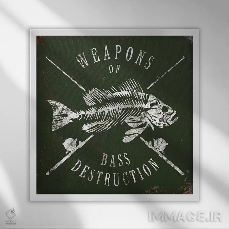 تابلو دکوراتیو سلاح های بیس اثر جی جی براندو - نمای قابدار سفید