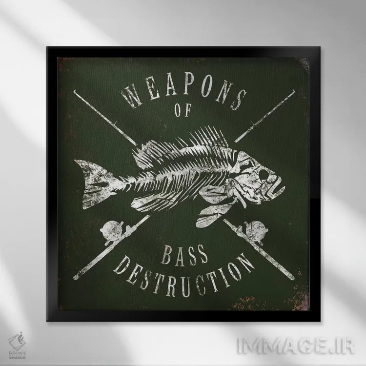 تابلو دکوراتیو سلاح های بیس اثر جی جی براندو - نمای قابدار مشکی