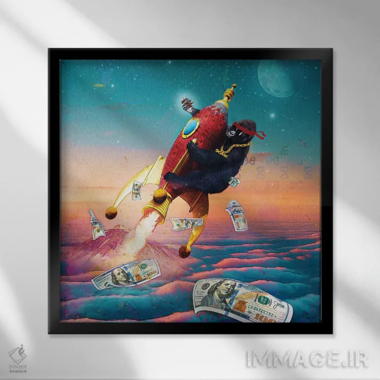 تابلو دکوراتیو دست های الماس تا ماه اثر جسی جانسون - نمای قابدار مشکی