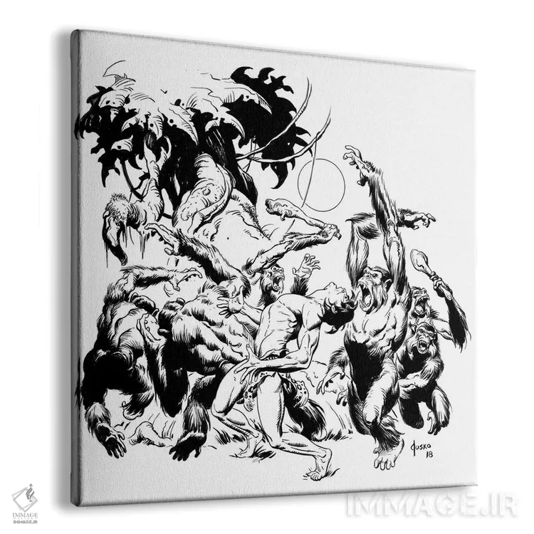 تابلو دکوراتیو تصویر روی جلد تارزان میان میمون ها اثر جو جوسکو - نمای پرسپکتیو محصول