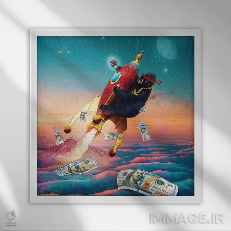 تابلو دکوراتیو دست های الماس تا ماه اثر جسی جانسون - نمای قابدار سفید