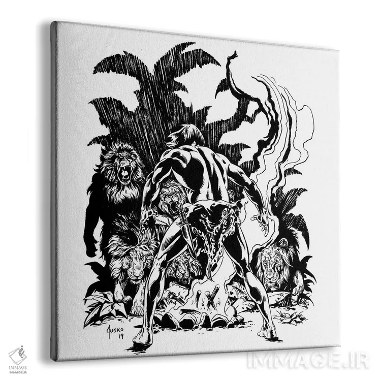 تابلو دکوراتیو تصویر روی جلد تارزان رام ناشده اثر جو جوسکو - نمای پرسپکتیو محصول