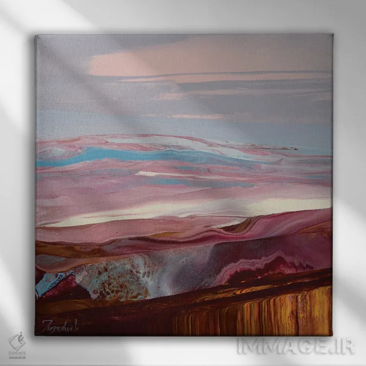 تابلو انتزاعی منظره قرمز ۴ اثر جیکوب جوگاشویلی - نمای روبهرو روی دیوار