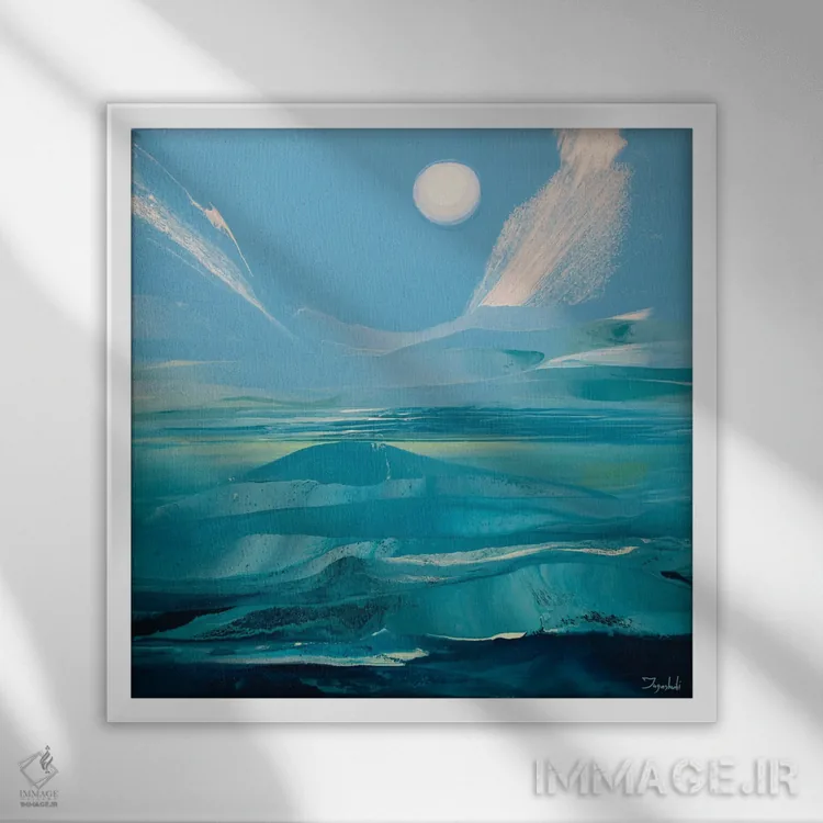 تابلو انتزاعی نور سیال ۱ اثر جیکوب جوگاشویلی - نمای قابدار سفید