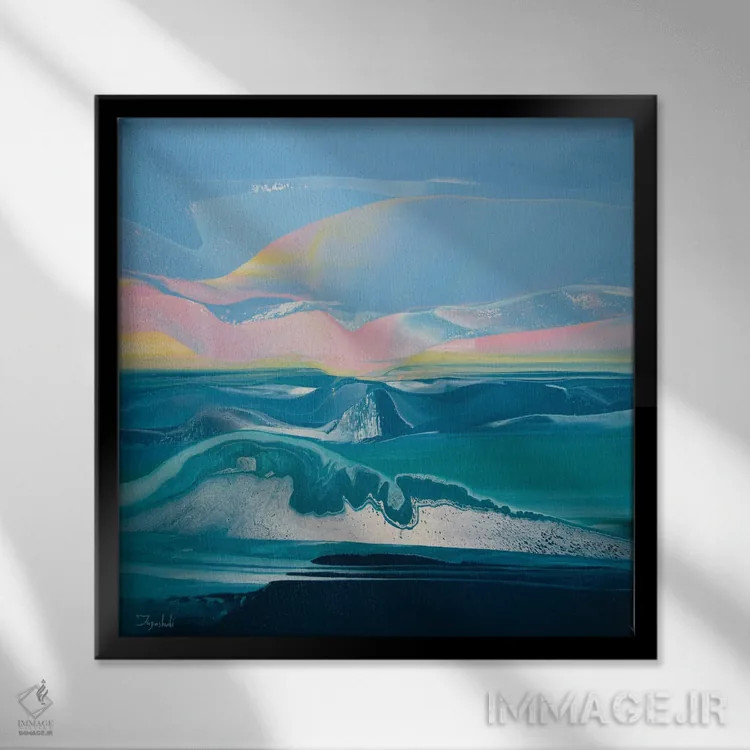 تابلو انتزاعی نور سیال ۲ اثر جیکوب جوگاشویلی - نمای قابدار مشکی