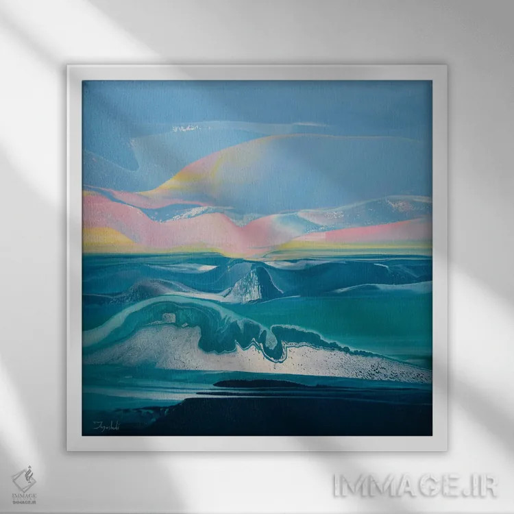 تابلو انتزاعی نور سیال ۲ اثر جیکوب جوگاشویلی - نمای قابدار سفید