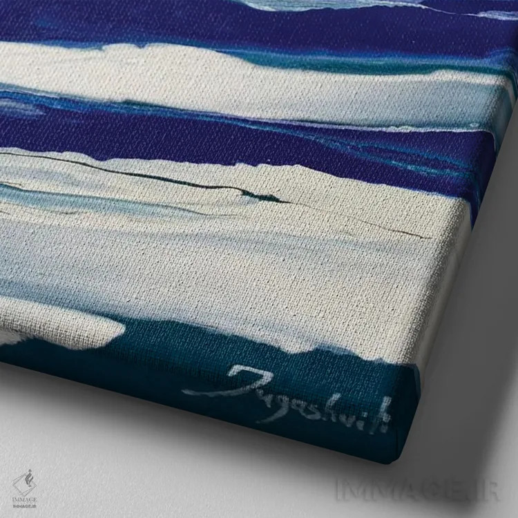 تابلو انتزاعی صورتی و آبی ۳ اثر جیکوب جوگاشویلی - نمای نزدیک بافت بوم