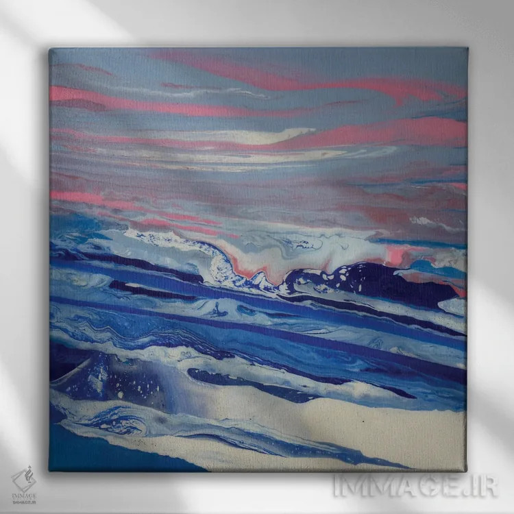 تابلو انتزاعی صورتی و آبی ۶ اثر جیکوب جوگاشویلی - نمای روبهرو روی دیوار