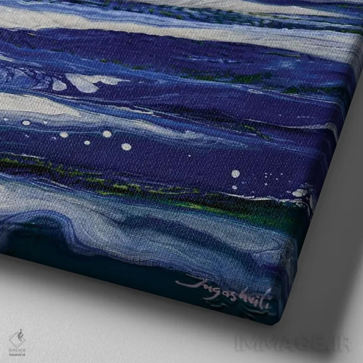 تابلو انتزاعی صورتی و آبی ۲ اثر جیکوب جوگاشویلی - نمای نزدیک بافت بوم