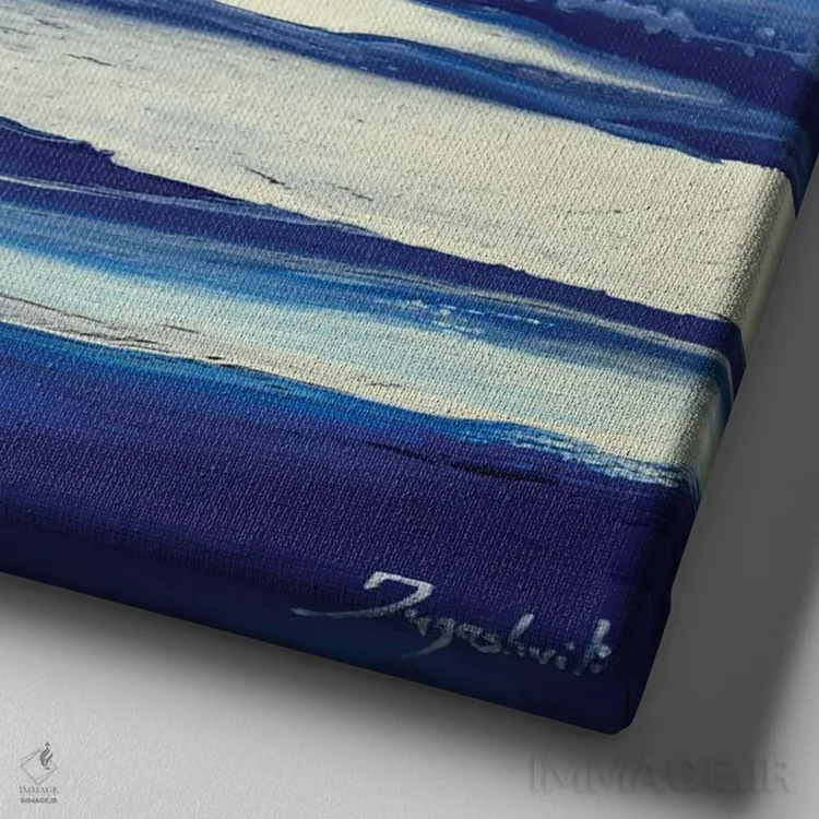 تابلو انتزاعی صورتی و آبی ۵ اثر جیکوب جوگاشویلی - نمای نزدیک بافت بوم