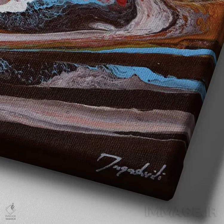 تابلو انتزاعی منظره مصنوعی ۳ اثر جیکوب جوگاشویلی - نمای نزدیک بافت بوم