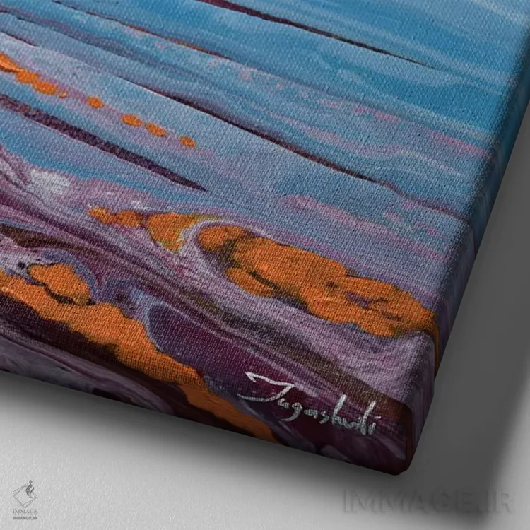 تابلو انتزاعی منظره مصنوعی ۱ اثر جیکوب جوگاشویلی - نمای نزدیک بافت بوم