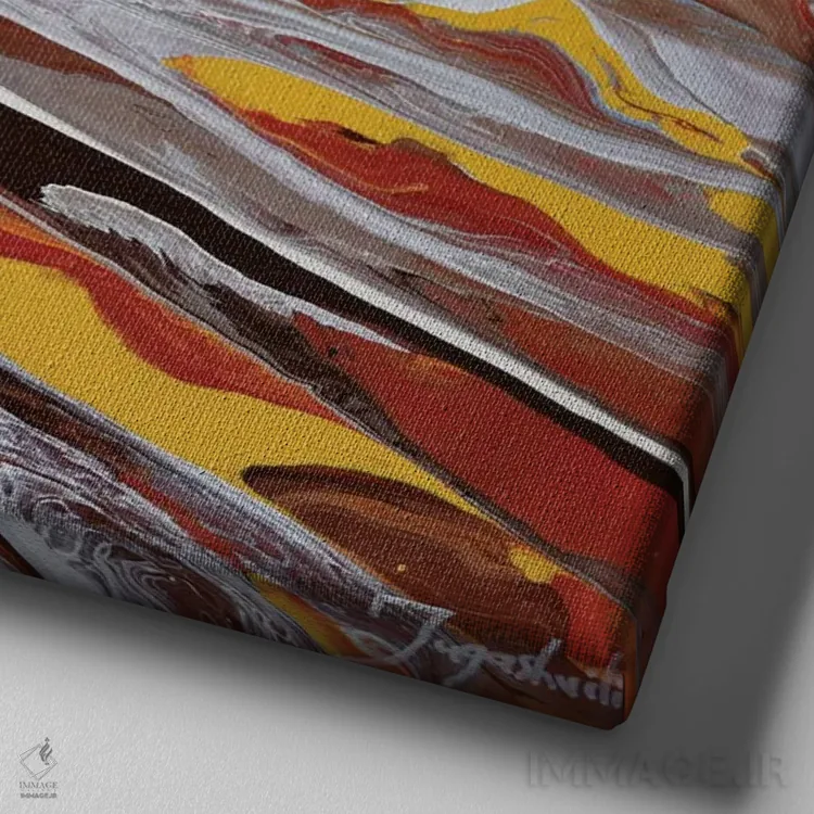 تابلو انتزاعی منظره مصنوعی ۶ اثر جیکوب جوگاشویلی - نمای نزدیک بافت بوم