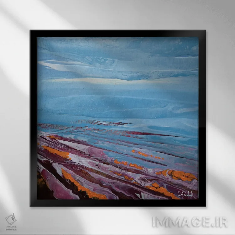 تابلو انتزاعی منظره مصنوعی ۱ اثر جیکوب جوگاشویلی - نمای قابدار مشکی