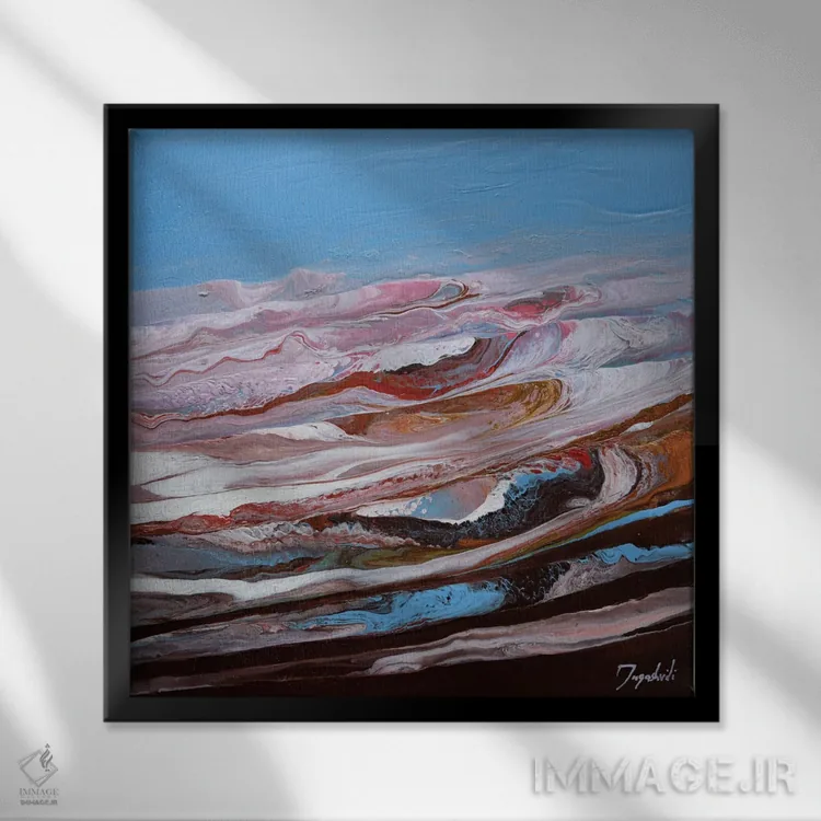 تابلو انتزاعی منظره مصنوعی ۳ اثر جیکوب جوگاشویلی - نمای قابدار مشکی