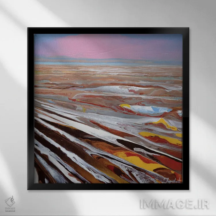 تابلو انتزاعی منظره مصنوعی ۶ اثر جیکوب جوگاشویلی - نمای قابدار مشکی