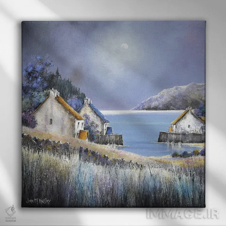 تابلو دکوراتیو ماه ساحل غربی اثر جان مک کینستری - نمای روبهرو روی دیوار