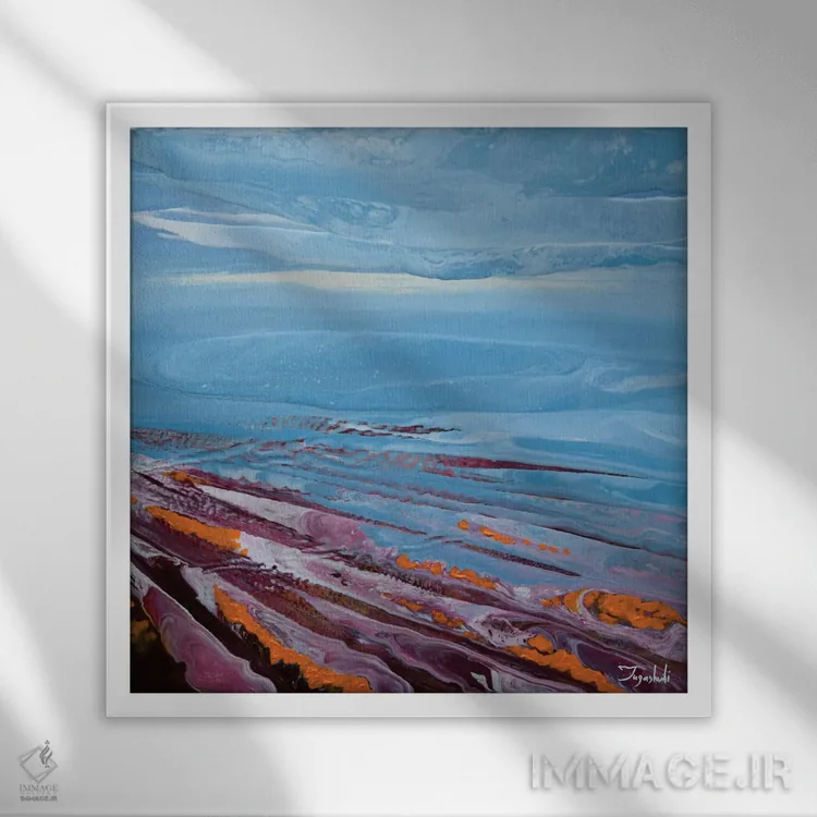 تابلو انتزاعی منظره مصنوعی ۱ اثر جیکوب جوگاشویلی - نمای قابدار سفید
