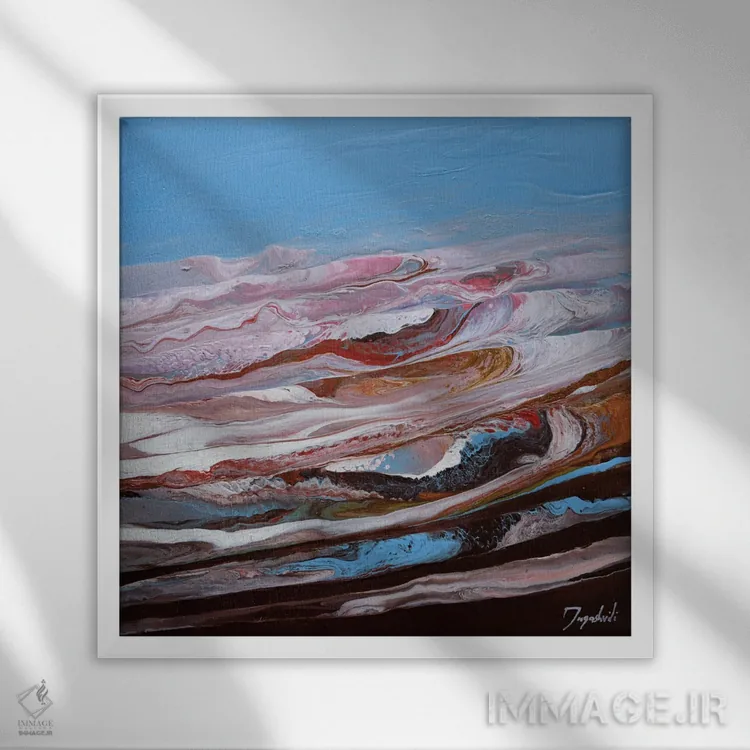 تابلو انتزاعی منظره مصنوعی ۳ اثر جیکوب جوگاشویلی - نمای قابدار سفید