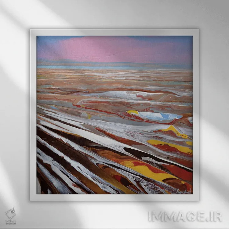 تابلو انتزاعی منظره مصنوعی ۶ اثر جیکوب جوگاشویلی - نمای قابدار سفید