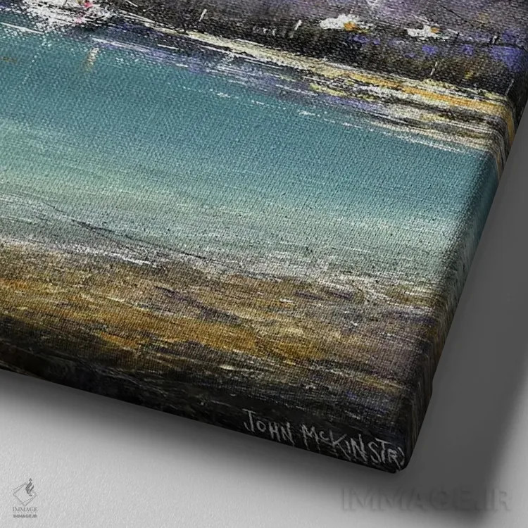 تابلو دکوراتیو ماه بندر اثر جان مک کینستری - نمای نزدیک بافت بوم