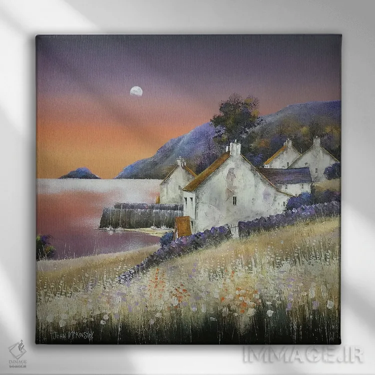 تابلو دکوراتیو آرامش بندر اثر جان مک کینستری - نمای روبهرو روی دیوار