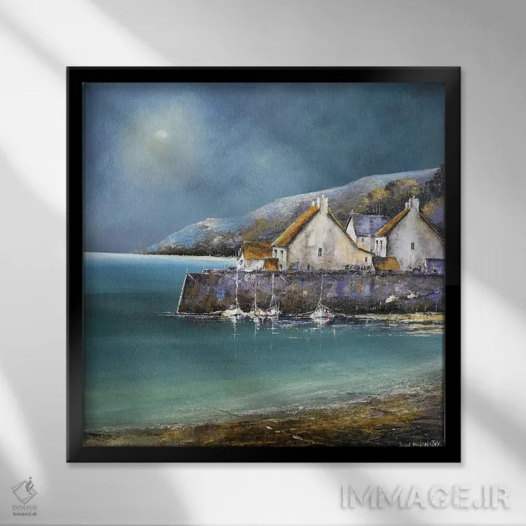 تابلو دکوراتیو ماه بندر اثر جان مک کینستری - نمای قابدار مشکی