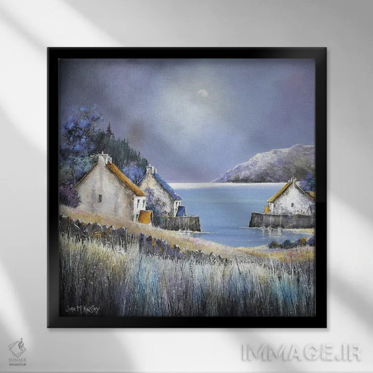 تابلو دکوراتیو ماه ساحل غربی اثر جان مک کینستری - نمای قابدار مشکی